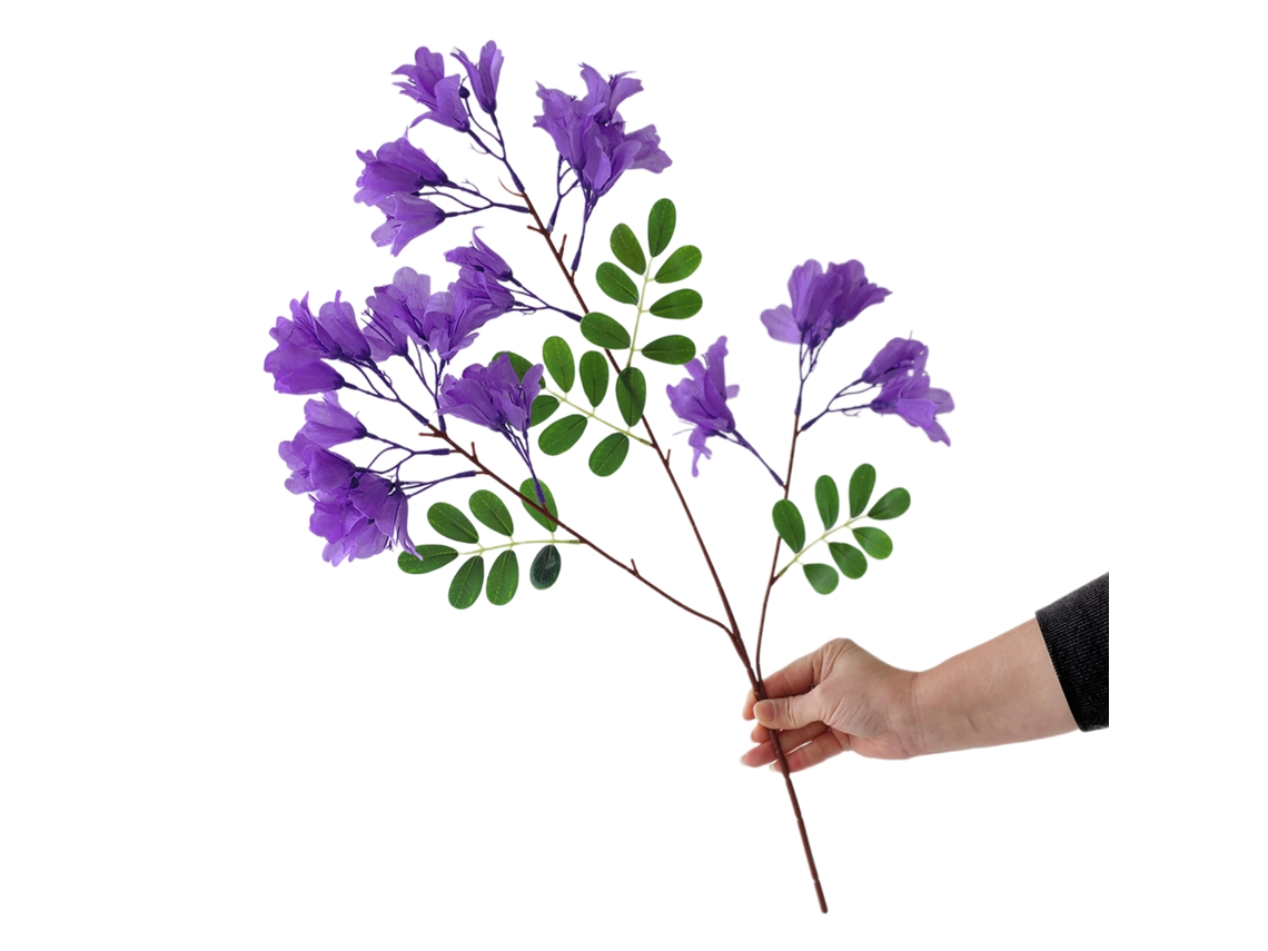2 Ramos Artificiais de Jacarandá Hastes Flexíveis Fácil Manutenção Flores Roxas Escuras Decoração para Casa AQUAFORGE