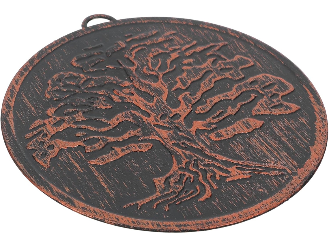 Sino de Vento Rústico Inoomp em Ferro com Motivo da Árvore da Vida, 10 Cm. Design e Cores Que Não Desbotam, para CHABERLU