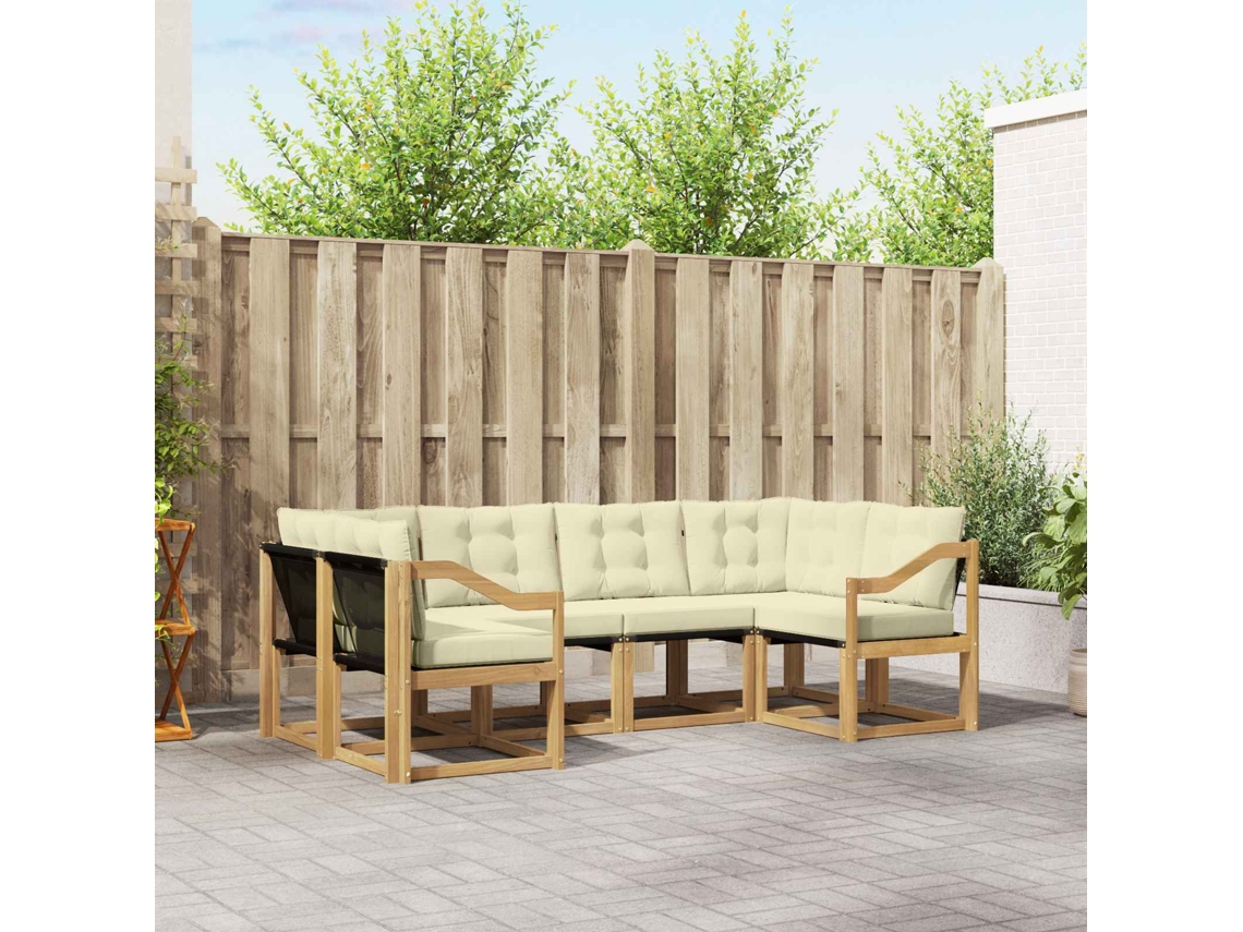 Vidaxl Conjunto De Sofás Para Exterior 6 Pcs Branco E Creme