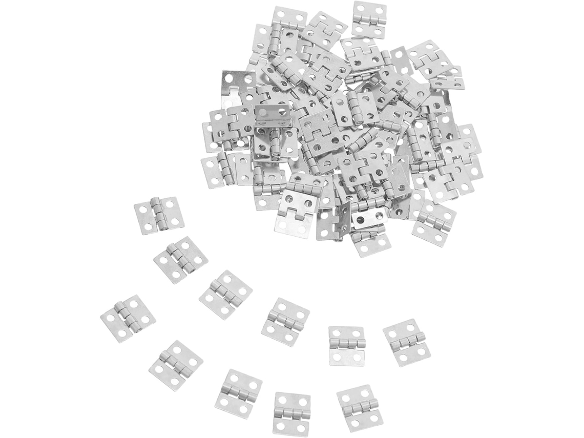 Conjunto De 100 Mini Dobradiças Cobre 10x8mm Com Parafusos Para Caixas Joias Madeira E Ferragens Armários