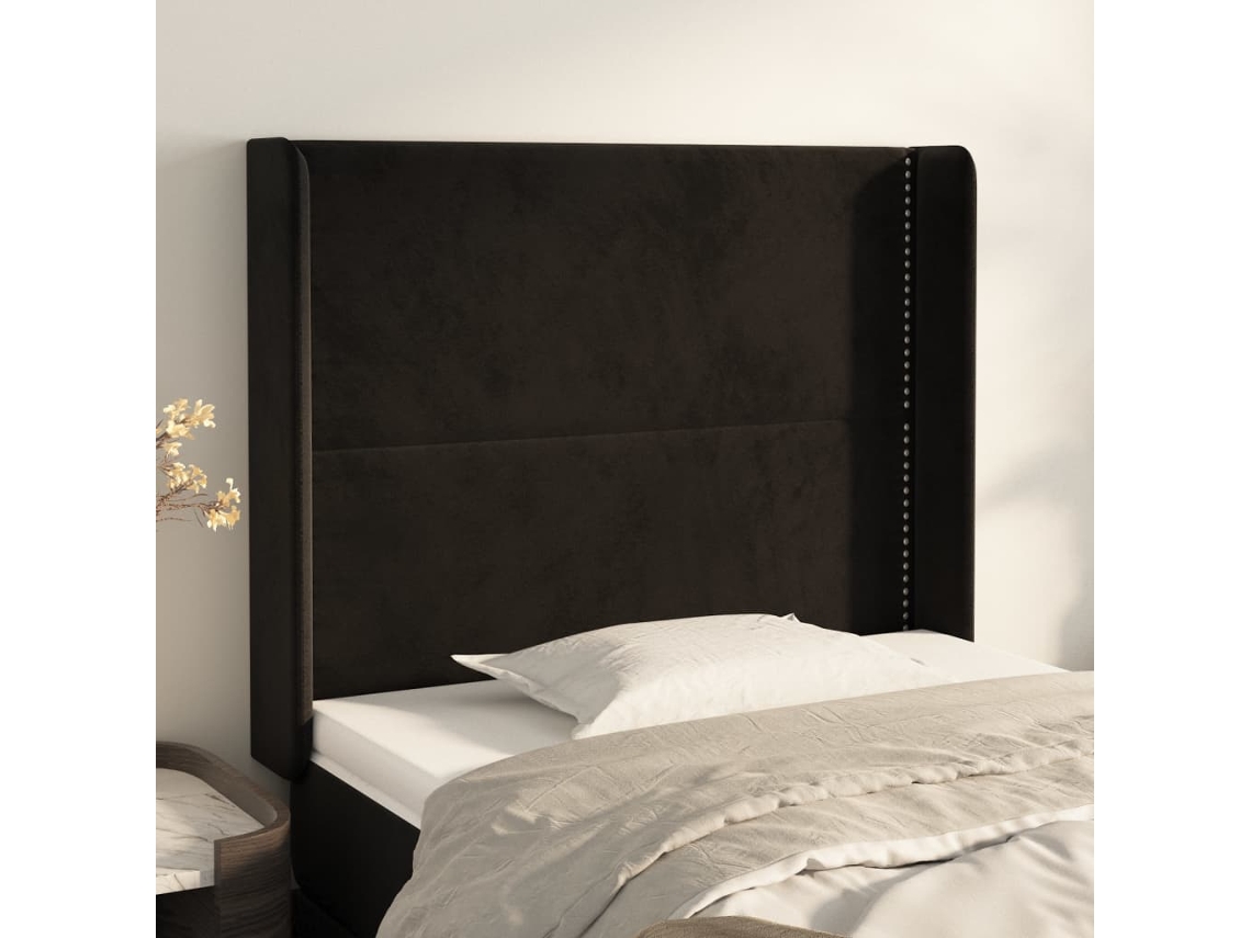 Cabecero con Alas de Terciopelo 93x16x118/128 cm Negro