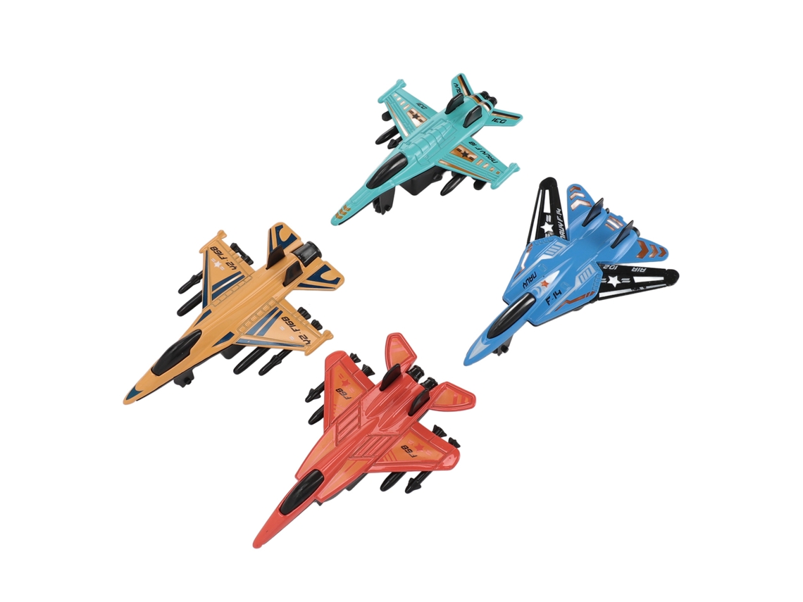 4 Brinquedos Modelo de Aeronave de Caça Pull Back Realista da Liga Colecionável