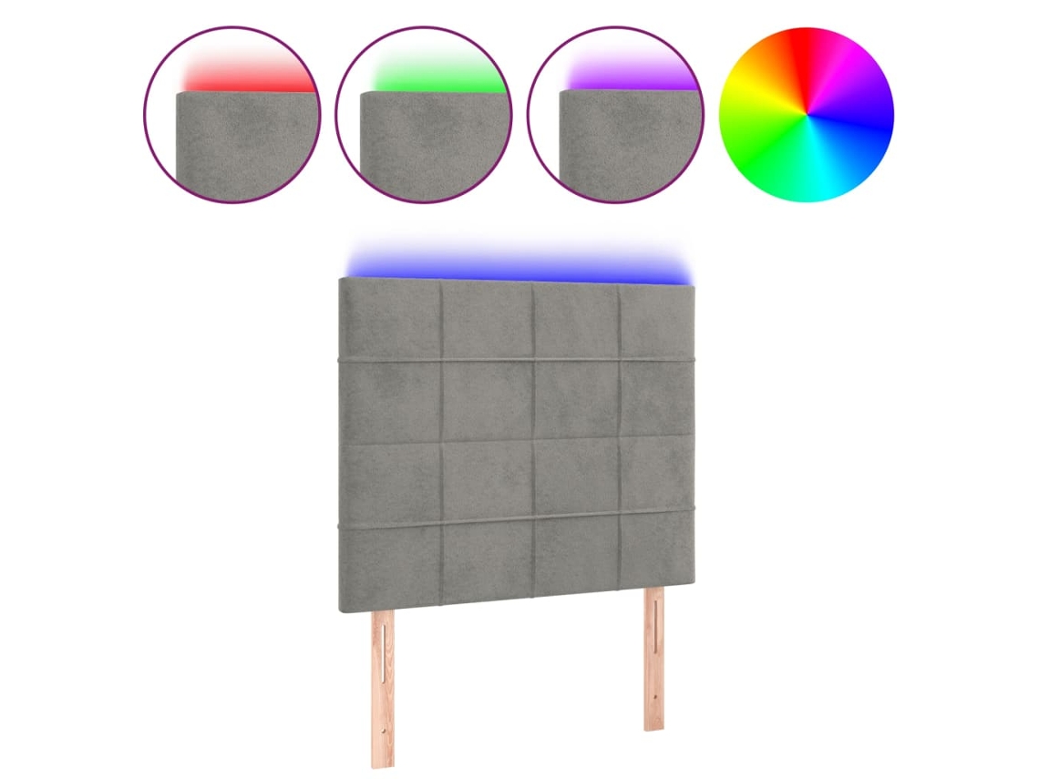 Cabeceira de Cama com Luzes Led Veludo Cinza claro MAISON EXCLUSIVE (80x5x118 cm)