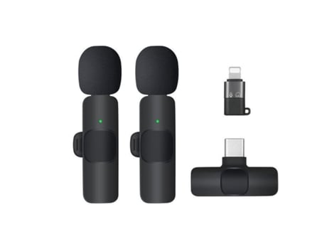 Kit 2X Gravação Externa de Microfone Lapela Wireless Co-Phenix para Android Ios Interface Tipo C Lighting