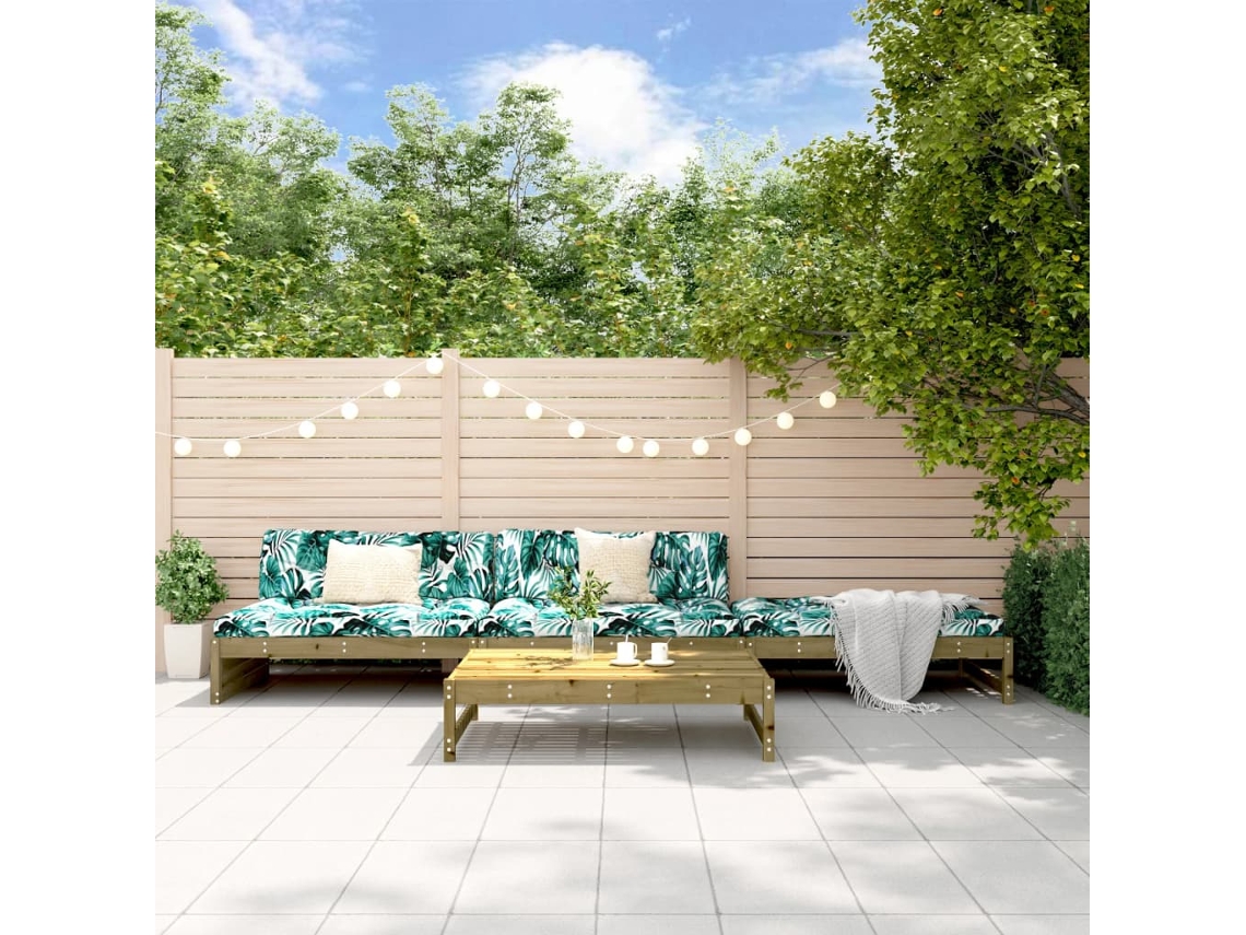 Vidaxl 4 Pcs Conjunto Lounge De Jardim C/ Almofadões Pinho Impregnado