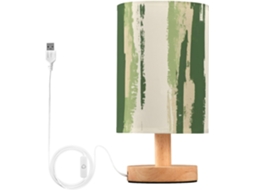 Abajur De Cabeceira Listrado Verde Com Porta Usb, Sem Necessidade De Lâmpada, Luz Led Quente Para Quarto, Sala De Estar