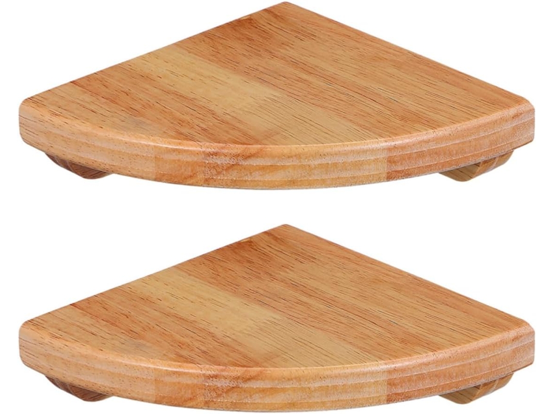 Prateleiras De Parede, 2 Peças, 15cm 6 Polegadas, Em Madeira, Formato De Leque, Cor Café, Com Posição Ajustável