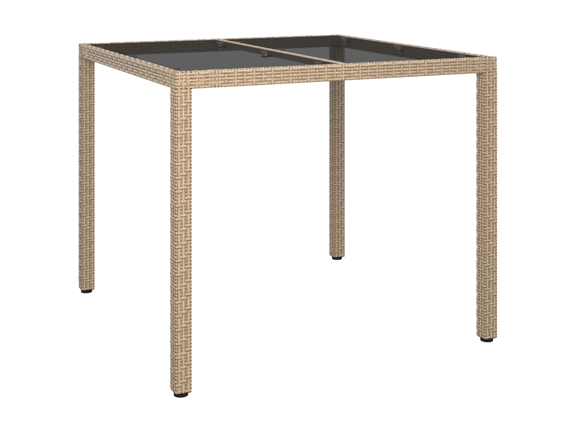 Conjunto 1 Mesas De Jardim Vidaxl Bege Vime Pe (90 X 90 X 75 Cm)