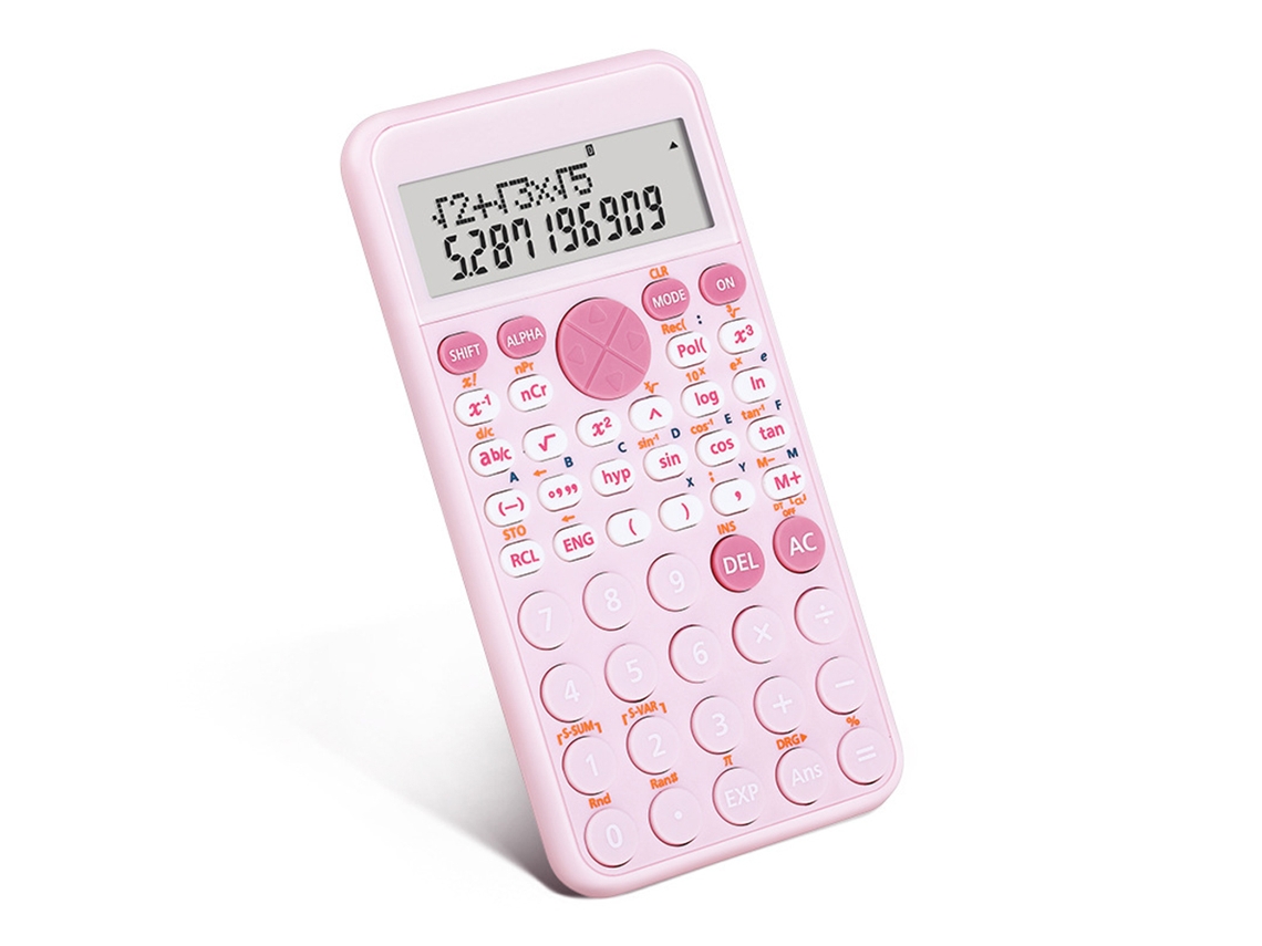 2026 calculadora Científica Fofa com 240 Funções Tela Lcd 2 Linhas Ideal para Estudantes Escola Escritório Portátil Rosa