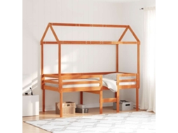 Cama Alta Com Telhado 90x200 Cm Pinho Maciço Castanho-mel