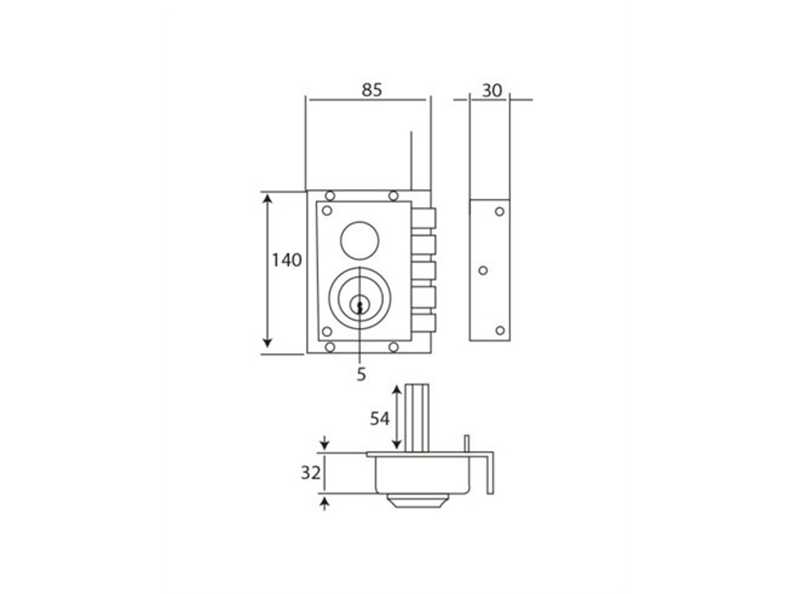 Fechadura L3240cs Pintada De Ouro Inther Esquerda, Inther