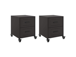 Mesas de Cabeceira 2 Pcs 36x39x43,5 Cm Aço Preto MAISON EXCLUSIVE