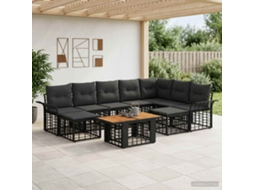 Vidaxl Conjunto De Sofá De Jardim 10 Unid. Preto E Cinza Escuro