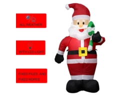 Boneco Inflável de Papai Noel com Cana de Açúcar e Luzes LED para Jardim e Natal