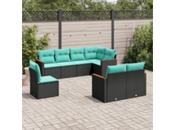 Vidaxl Conjunto De Sofá De Jardim Com 8 Peças E Almofadas Em Rattan Sintético Preto