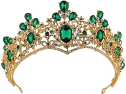 Coroa De Noiva Barroca Verde, Chique E Elegante, Em Liga Metálica.