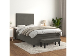 Vidaxl Cama Boxspring Com Colchão 120x200 Cm Veludo Cinzento-escuro