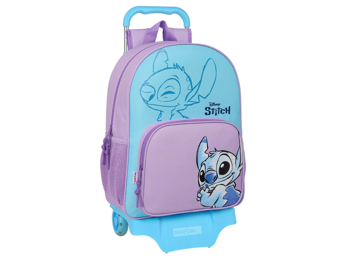 Mochila Escolar com Rodas STITCH Sweet (Lilás - Poliéster 300D)