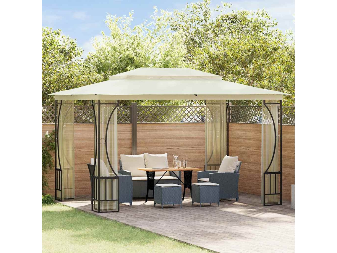 Vidaxl Gazebo Com Redes 300x400x265 Cm Creme