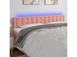 Cabecero con luces LED, terciopelo, 180x5x78/88 cm, rosa