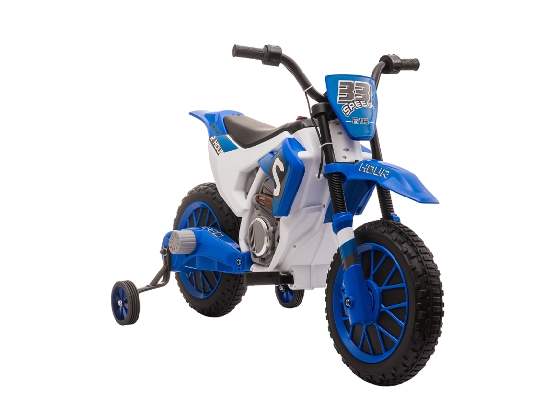 Motocicleta Elétrica 45 Minutos Rodinhas 3 Anos Azul Branco 107x52x68cm
