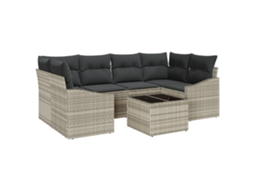 Conjunto 7 Sofá De Jardim Vidaxl Cinzento-claro Vime Pe (55 X 55 X 37 Cm)