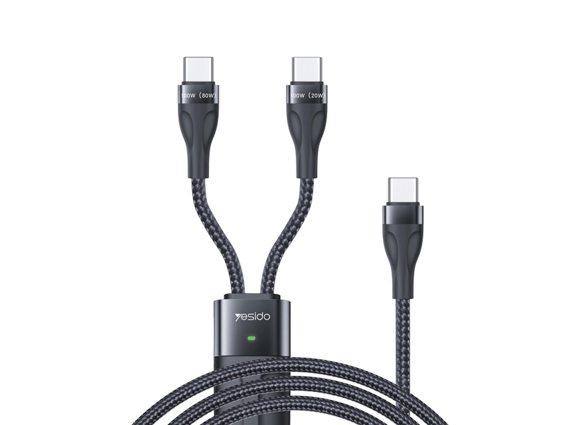 Cabo Trançado De Nylon 2 Da Sincronização De Dados Do Paládio 100w Do Cabo Do Usb C Multi Fastcharging Em 1