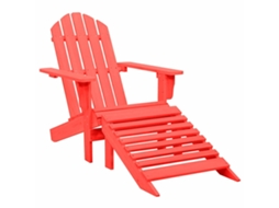 Vidaxl Cadeira De Jardim Adirondack C/ Otomano Abeto Maciço Vermelho