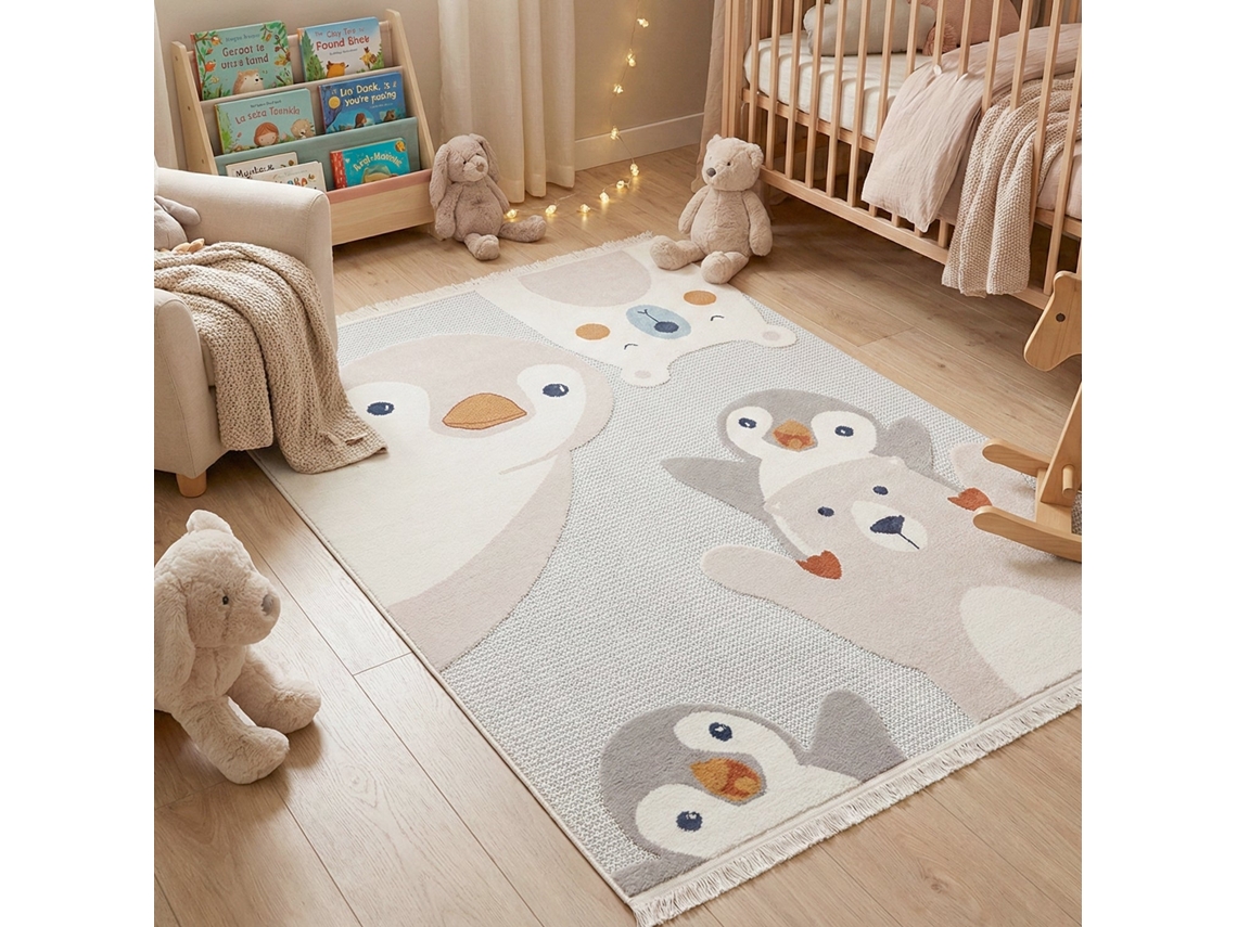 Rugura - Tapete Para Quarto Infantil 120x170cm Menina Menino Com Nuvens, Estrelas, Arco-íris, Animais E Montanhas