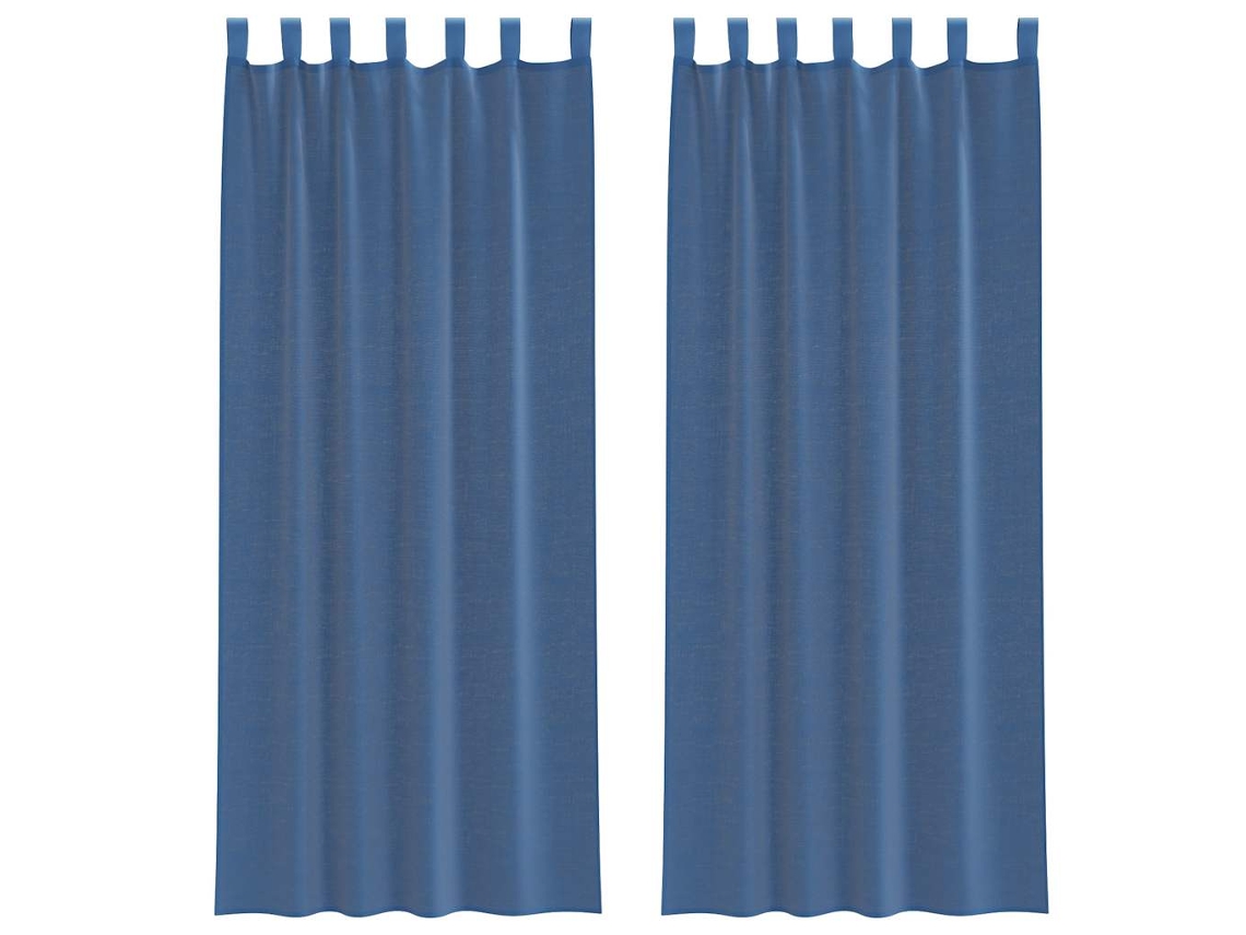 Maison Exclusive - Cortinas De Voile Com Laços 2 Pcs Azul Real 140x260 Cm