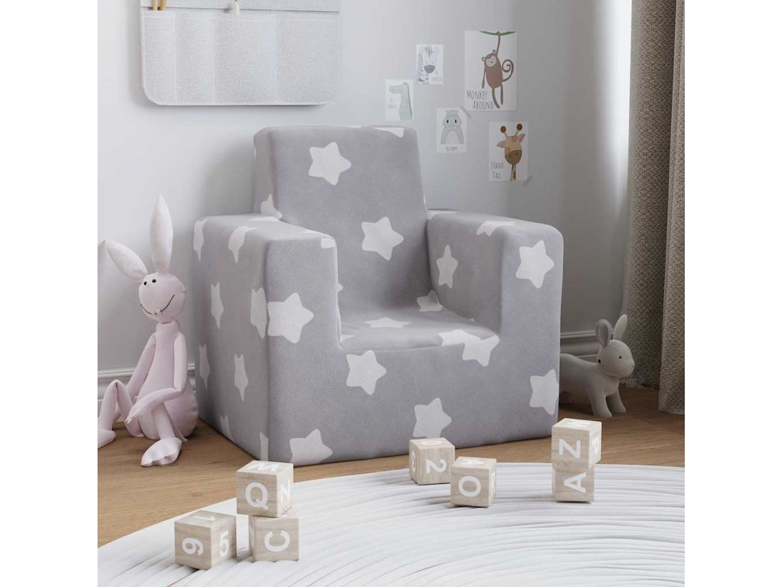 Maison Exclusive - Sofá Infantil De C/ Estrelas Pelúcia Cinzento-claro