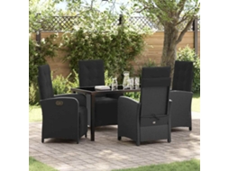 Vidaxl Conjunto De Jantar Para Jardim 5 Unid. Preto Vime Pe