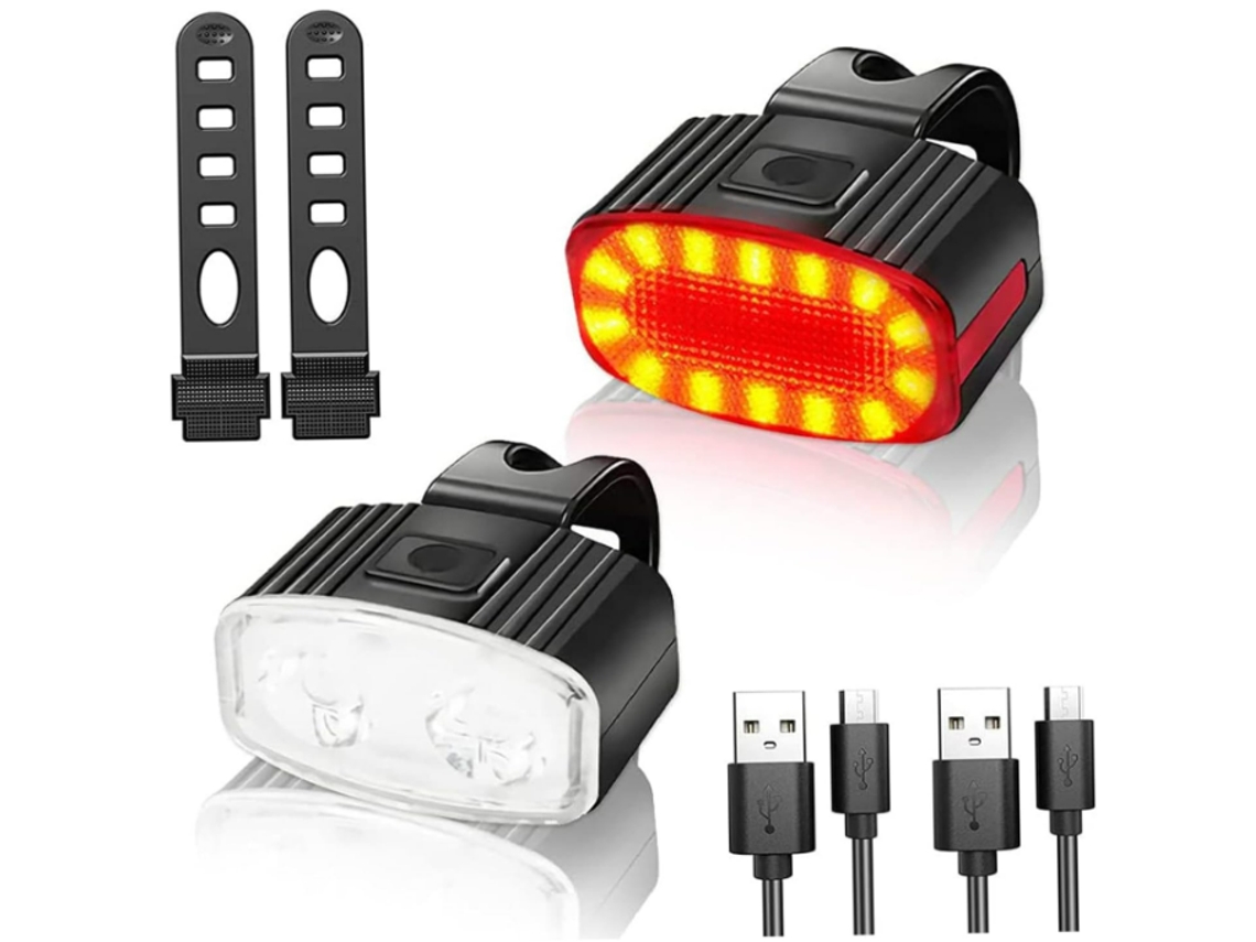 2 Unidades De Luzes De Bicicleta Dianteiras E Traseiras, Conjunto De Luzes De Bicicleta 6 Modos Conjunto De Farol De Bicicleta E Luz Traseir