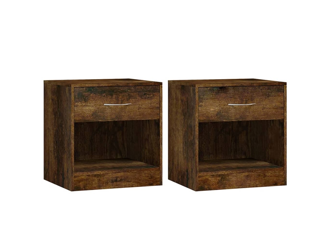 Bedside Cabinet, Bedside Cabinets Vidaxl Marrom Madeira Processada (n/a)