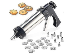 Pistola De Confeitar Profissional Em Aço Inoxidável Com Seringa, 13 Discos Para Biscoitos E 8 Bicos - Xt