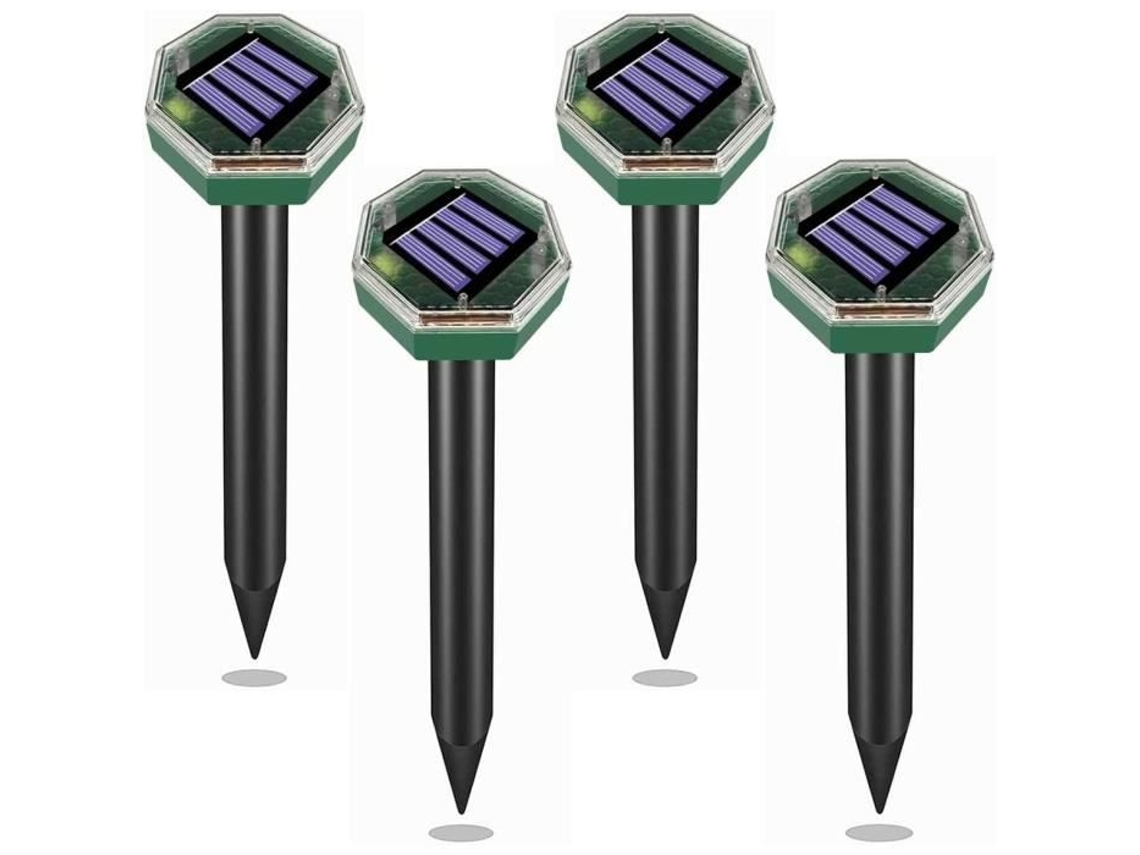 Repelente solar para toupeiras, pacote com 4 repelentes ultrassônicos para toupeiras, repelente anti-toupeiras, repelentes ultrassônicos para pastores, repelente