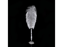 Laxiscreed Caneta De Penas De Ostrich Para Casamentos Com Portaplumas Em Prata Elegante