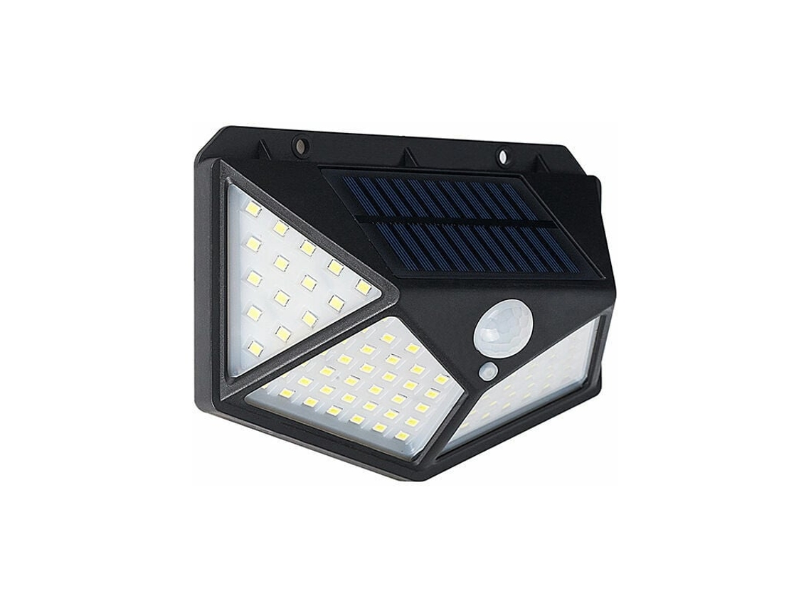 Lurelia Luminária Solar De Parede Com 100 Led, 20 W, Sensor Pir, Ip65, Preto, Para Exterior