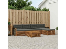 Vidaxl Conjunto De Sofás Para Exterior 6 Pcs Natural E Antracite