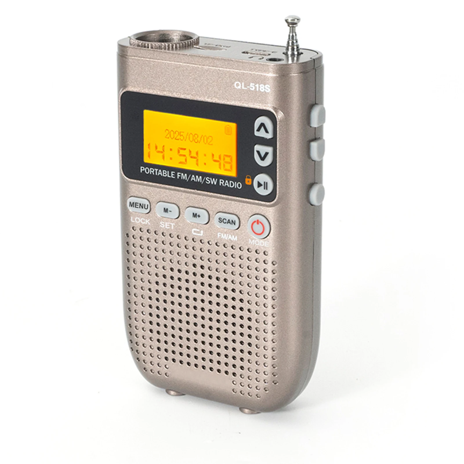 Mini Rádio FM/AM/SW, Bluetooth, Lanterna, Temporizador, Cartão TF, MDUG