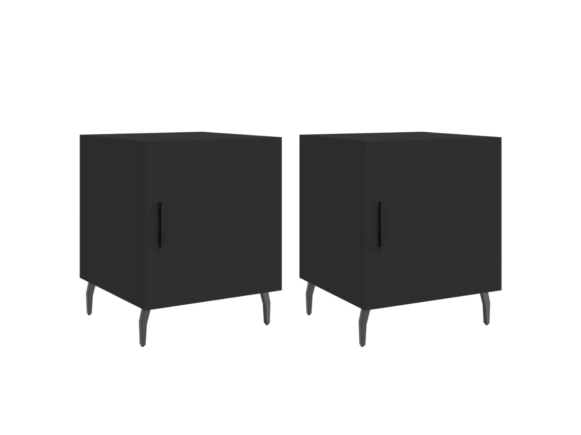Conjunto 2 Mesa De Cabeceira Vidaxl Preto Derivados De Madeira (40 X 40 X 50 Cm)