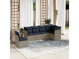 Vidaxl Conjunto De Sofá De Jardim Com 6 Peças E Almofadas Em Rattan Sintético Cinza