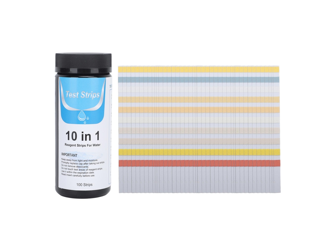 100 tiras de teste de água para piscina, spa, 10 em 1, rápido, preciso, pH, dureza, químico com MARCA