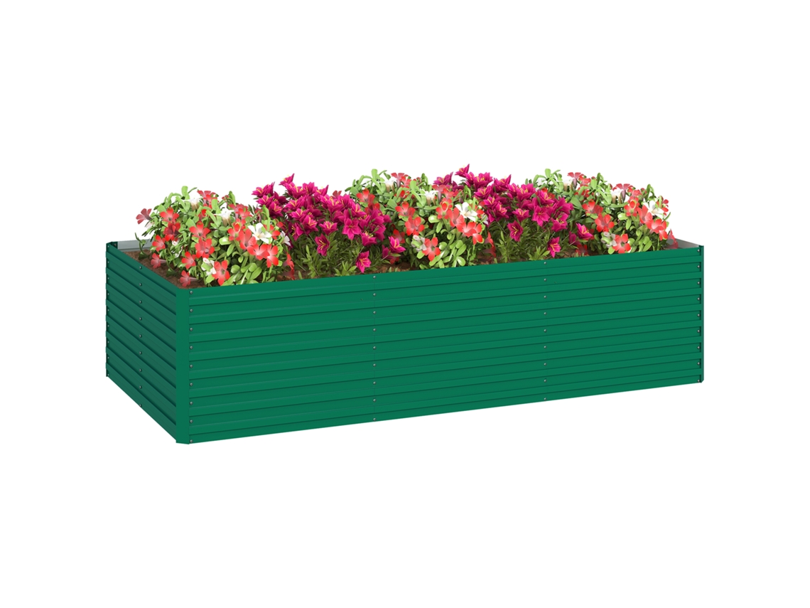 Jardineira elevada galvanizada retangular para externo 240x120x60cm verde BTFORUS