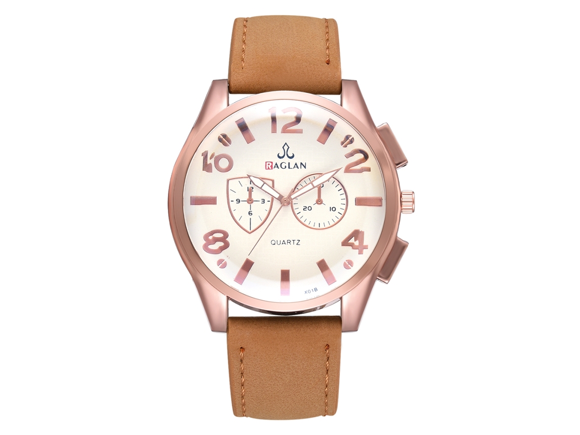 Relógio digital clássico e elegante para homem, com mostrador redondo e pulseira em couro PU, estilo executivo (marrom).