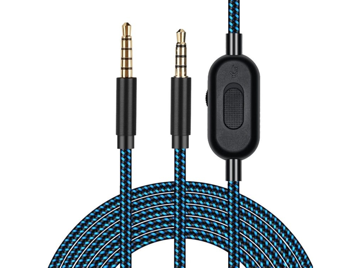Cabo De Áudio Zruxe Para Auscultadores Logitech Astro A10, A30, A40 (jack 3,5mm, 2m, Controlo De Volume)