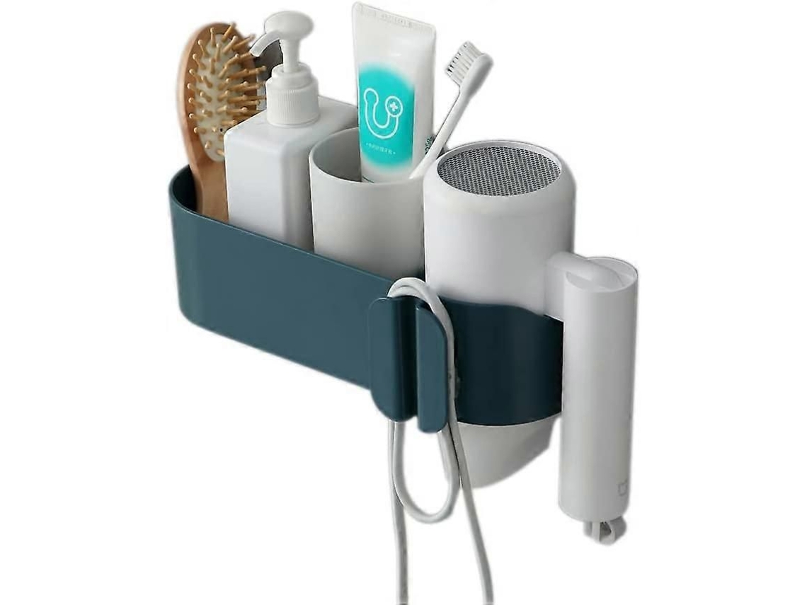 Suporte para Secador de Cabelo Azul Multifuncional Banheiro, Vaso Sanitário, Cabide Cabelo, Pr Ateleira Cabelo. GOKOCO