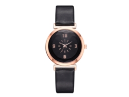 Relógio de Pulso Feminino Casual de Quartzo com Pulseira de Pu Cor Preta