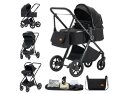 Carrinho De Bebê 3 Em 1 Com Assento De Carro Para Recém-nascido, Dobrável Compacto, Estrutura De Alumínio Leve, Assento Respirável, Viagem, Visão Elev