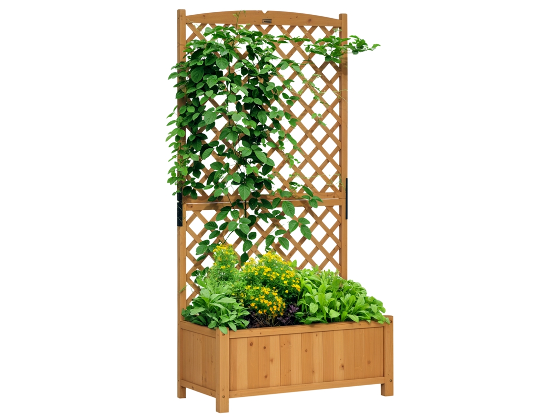 Vaso Fioriera BTFORUS em madeira de abeto com grelhas, 90x45x180 cm